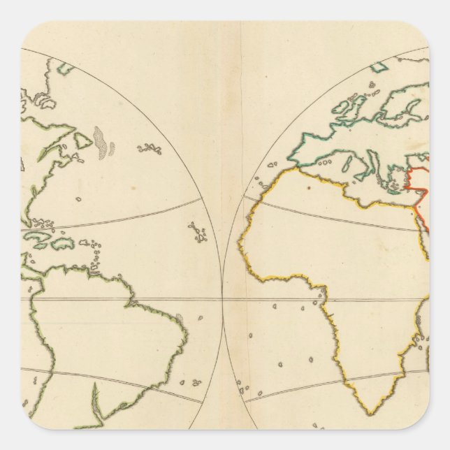Adesivo Quadrado Contorno do Mapa Mundial (Frente)