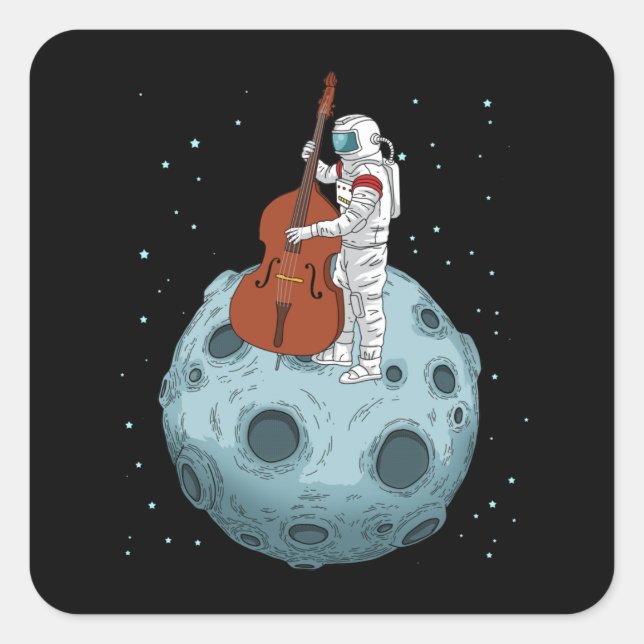 Adesivo Quadrado Contrabando Jazz Music Upright Bass Duplo (Frente)