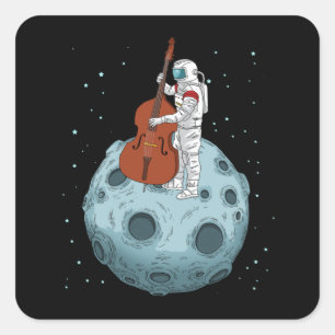 Adesivo Quadrado Contrabando Jazz Music Upright Bass Duplo