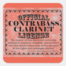 Adesivo Quadrado Contrabass Clarinet License Square Sticker