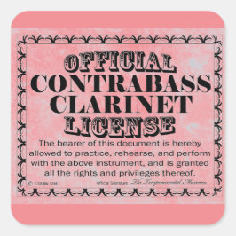Adesivo Quadrado Contrabass Clarinet License Square Sticker