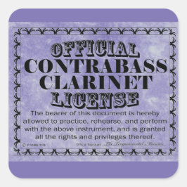 Adesivo Quadrado Contrabass Clarinet License Square Sticker