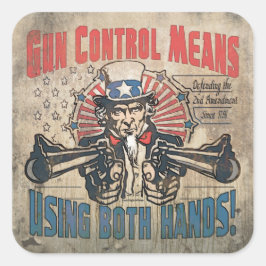 Adesivo Quadrado Controle De Arma Significa Duas Mãos Retro