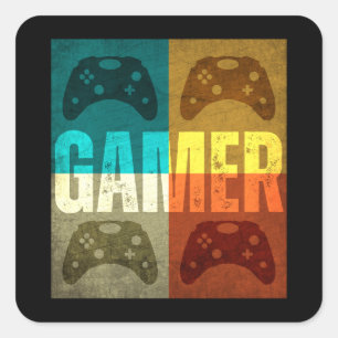 ADESIVO QUADRADO CONTROLE DE VÍDEO GAME RETRÔ GAMER