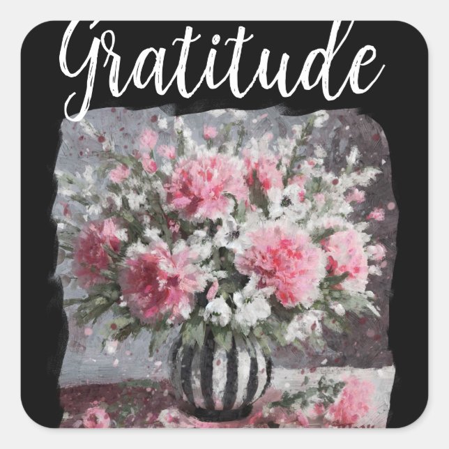 Adesivo Quadrado Convênio de Gratidão dos Cravos (Frente)