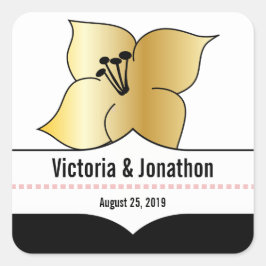 Adesivo Quadrado Convite de casamento de Tipografia Art Deco Lily M