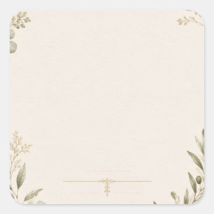 Adesivo Quadrado Convite de Casamento Luxuoso – Marfim Minimalista