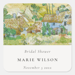 Adesivo Quadrado Convite de Chá de Noiva Paisagem Montanhosa Pastel