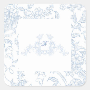 Adesivo Quadrado Convite de Chuveiro de Noiva Something Blue Wildfl