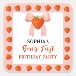 Adesivo Quadrado Convite de festas Berry Sweet