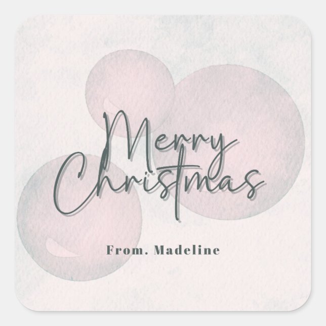 Adesivo Quadrado Convite de festas de Natal com aquarela quente (Frente)