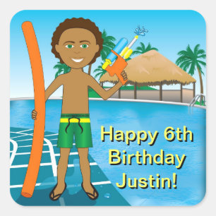 Adesivo Quadrado Convite de festas piscina