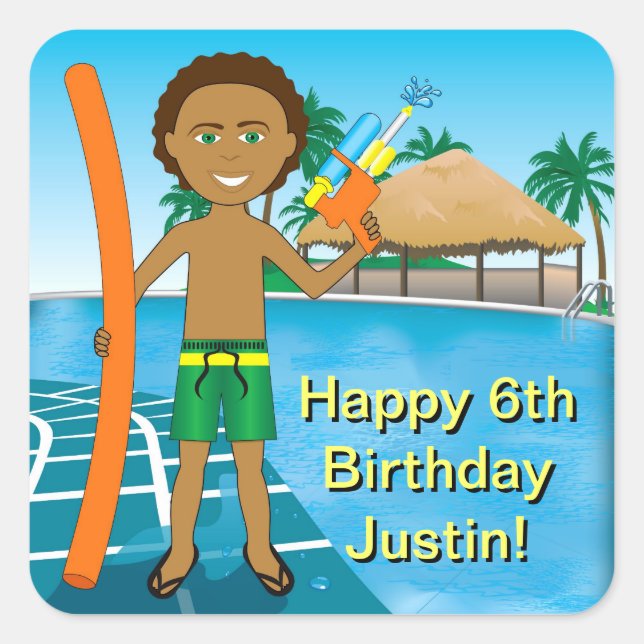 Adesivo Quadrado Convite de festas piscina (Frente)