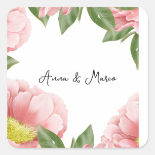 Adesivo Quadrado Convite floral de casamento