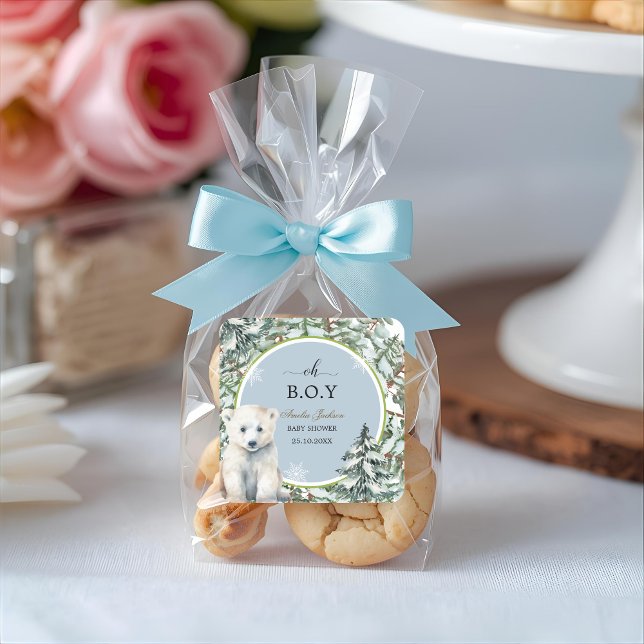 Adesivo Quadrado convites para bebês de chá de fraldas de inverno (Criador carregado)