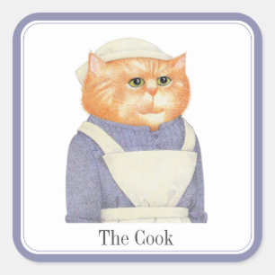 Adesivo Quadrado COOK CAT Autocolantes quadrados grandes + Texto