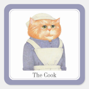 Adesivo Quadrado COOK CAT Pequenos Autocolantes quadrados + Texto