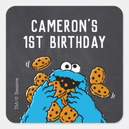 Adesivo Quadrado Cookie Monster Birthday Chalkboard