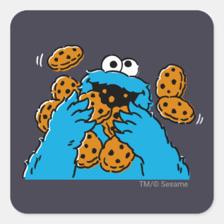 Adesivo Quadrado Cookie Monster Eating All the Cookies