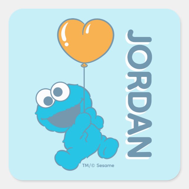 Adesivo Quadrado Cookie Monster Heart Balloon (Frente)