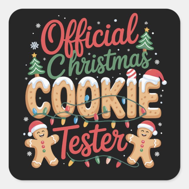 Adesivo Quadrado Cookie Oficial Tripulante de Natal Fazendo Xmas (Frente)