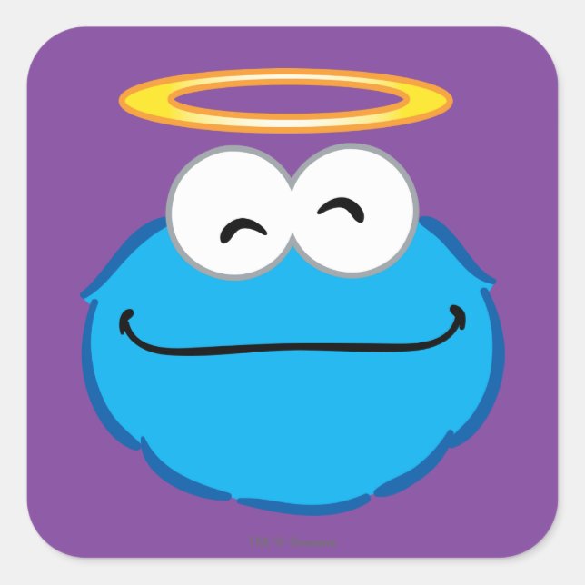 Adesivo Quadrado Cookie Smiling Face com Halo (Frente)