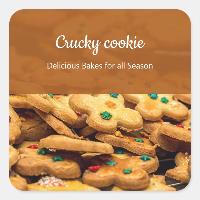 Adesivo Quadrado Cookies Bakery Foto para Empresas Profissionais (Frente)