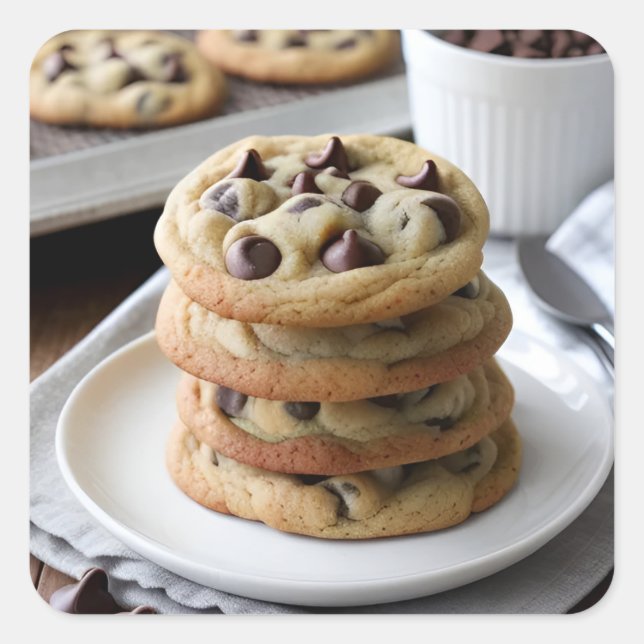 Adesivo Quadrado Cookies Chip de Chocolate (Frente)