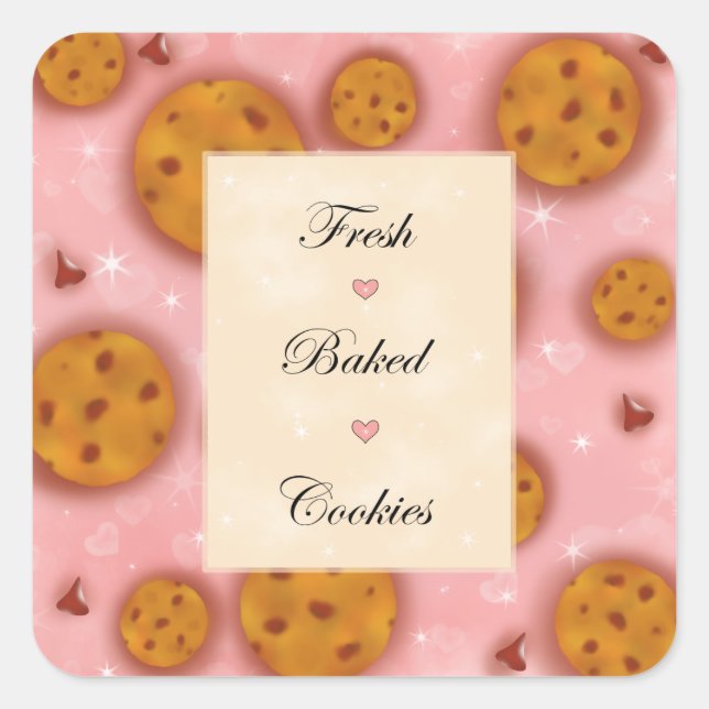 Adesivo Quadrado Cookies cozidos frescos | (Frente)