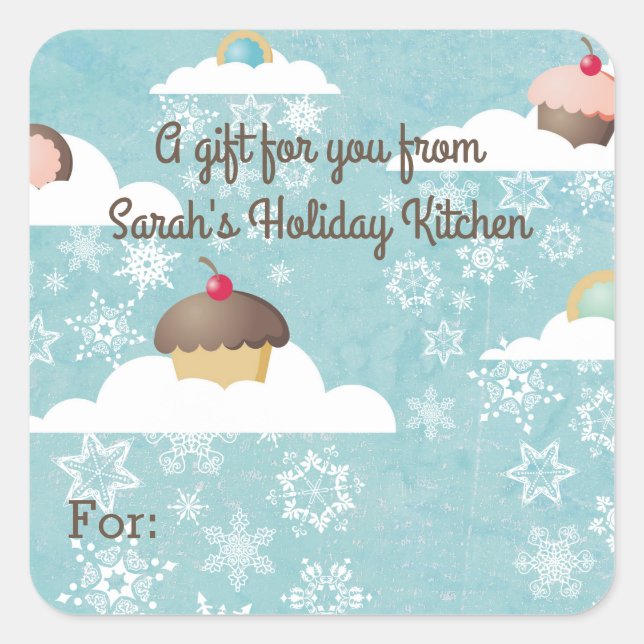 Adesivo Quadrado Cookies cupcakes nuvens de neve da cozinha (Frente)