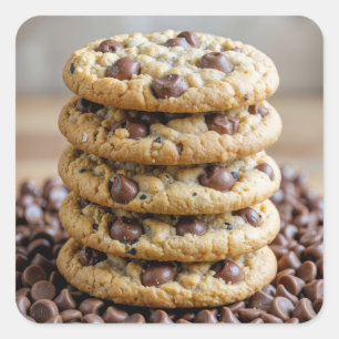 Adesivo Quadrado Cookies De Chip De Chocolate Em Milinhas De Chocol