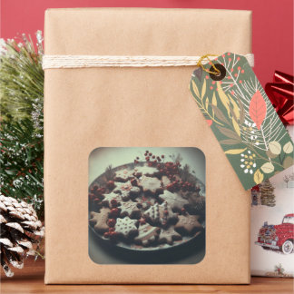 Adesivo Quadrado Cookies de Natal em Cookies de Plate Xmas