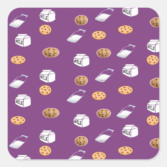 Adesivo Quadrado Cookies e leite em roxo (Frente)