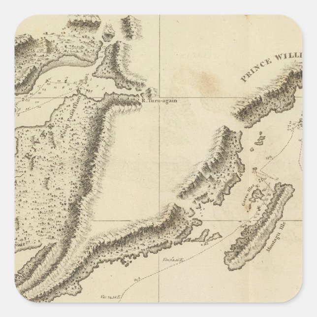 Adesivo Quadrado Cooks River (Alasca) (Frente)