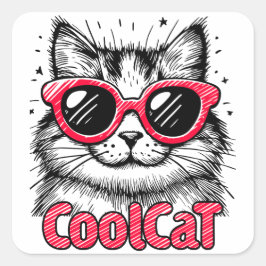 Adesivo Quadrado Cool Cat 1