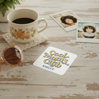 Adesivo Quadrado Cool Moms Club Classic Motherhood Retro Text Style