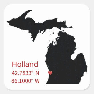 Adesivo Quadrado Coordenadas GPS de Holland Michigan