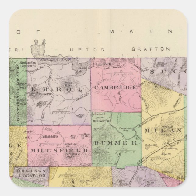 Adesivo Quadrado Coos County, NH (Frente)