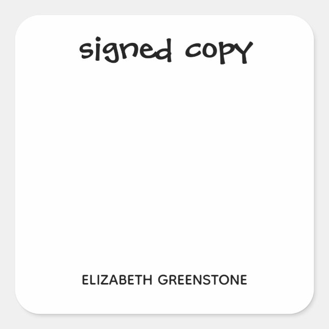 Adesivo Quadrado Cópia assinada pelo Promocional do Autor (Frente)