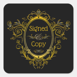 Adesivo Quadrado Cópia Assinada - Placa do Livro do Autor