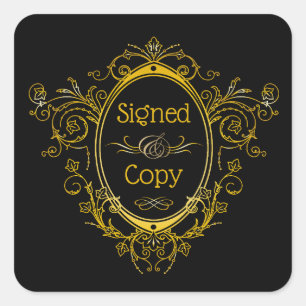 Adesivo Quadrado Cópia Assinada - Placa do Livro do Autor