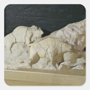 Adesivo Quadrado Cópia da escultura de bisons, Le
