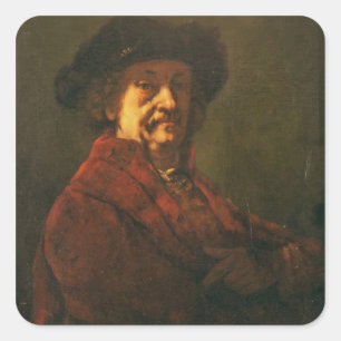 Adesivo Quadrado Cópia de um retrato de auto de Rembrandt, 1869