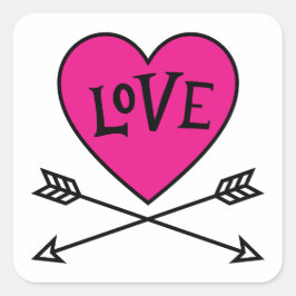 Adesivo Quadrado Copo de Coração Rosa Arcos de Cupido AMOR