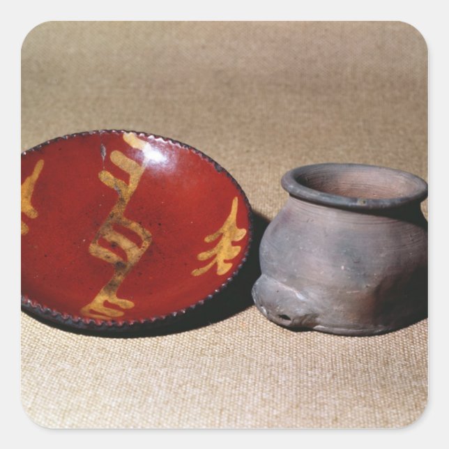 Adesivo Quadrado Copo e prato de Redware, c.1780 (Frente)