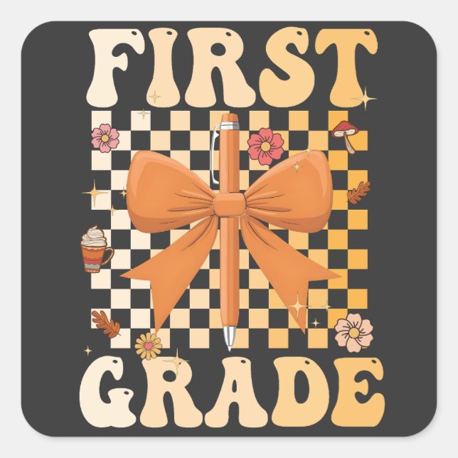 Adesivo Quadrado Coquete De Arco De Queda Escolar De Primeiro Grau (Frente)