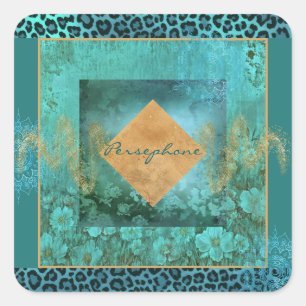 Adesivo Quadrado Cor aqua verde-veridiana branca