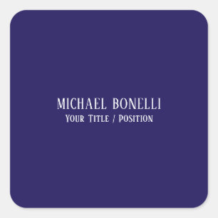 Adesivo Quadrado Cor Azul Clássica Fonte Serif Elegante Minimalista