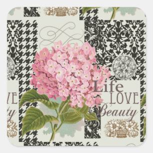 Adesivo Quadrado Cor damasco Decoração Floral Bonito