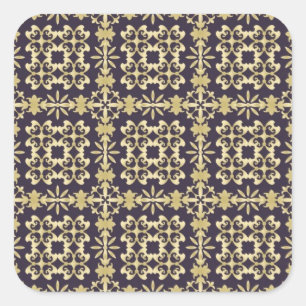 Adesivo Quadrado Cor damasco do vintage da arte, ouro